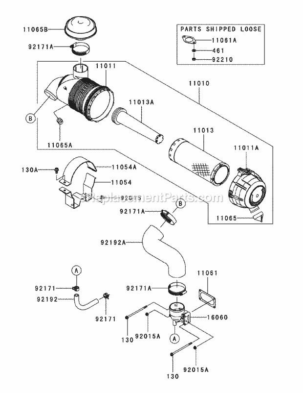 Fx1000v-As00 Air Filter Muffler Diagram and Parts List for M72-KW 53AI8CTZ750 Cub Cadet Sprayer